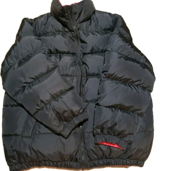Vtg Mens Basic Editions Reversible XL Down Feather Puffer Black Red *Read* - Picture 1 of 9